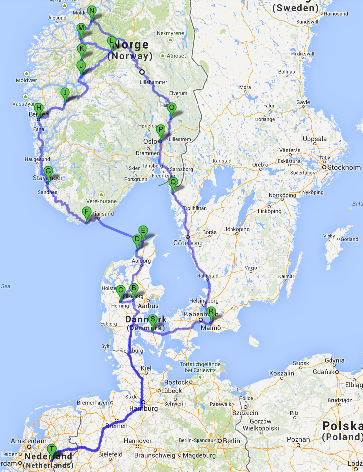 Route for the road trip